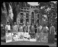 Otis Art Institute students with posters created for the California Botanic Garden, Los Angeles, 1928