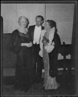 Mr. and Mrs. Owen Churchill and Lucretia Stetson at an event for the Nine o'Clock Players, Los Angeles, 1935