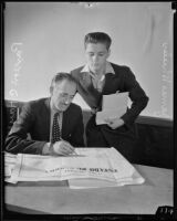 High schooler James Wheeler with explorer Paxson C. Hayes, Los Angeles, 1935