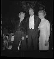 Otis Chandler (center) with wife Marilyn Brant (right) and mother Dorothy Buffum Chandler at the Las Madrinas Ball, 1973