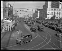 Officers march in the Preparedness Parade, Los Angeles, 1934