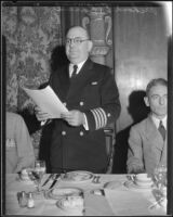 Capt. Richard E. Cassidy addresses attendants at a Navy Day luncheon, Los Angeles, 1934