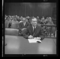 Jack Kurschke seated in the courtroom during his trial, Los Angeles, 1967