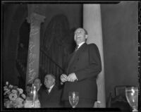 Robert Gordon Sproul delivers a speech at a Bar Association Banquet, Los Angeles, 1936