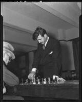 Herman Steiner and an unidentified gentleman during a game at the
