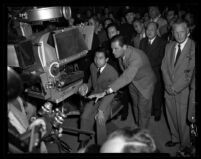 Crown Prince Akihito and Bill Holden at Metro-Goldwyn-Mayer studios, Culver City, 1953