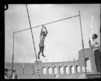 Glenn Graham, pole vaulter, at the Los Angeles Memorial Coliseum, Los Angeles, 1924