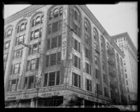 Close-up of Norton Building after fire on Sixth Street and Broadway, Los Angeles, 1935