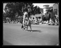 Indian riding horse in Pioneer Days Parade in Santa Monica, Calif., 1931