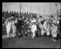 Clowns performing in Shrine Circus, Los Angeles Memorial Coliseum, Los Angeles, 1929