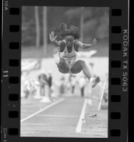 Jackie Joyner Kersee mid long jump at Pepsi Invitational in Los Angeles, Calif., 1987