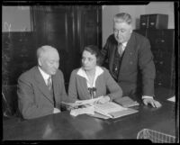 U. S. Atty. Sam McNabb, U. S. Asst. Atty.-Gen. Mabel Walker Willebrandt, and U. S. Marshal Albert Sittel appeal to the Board of Supervisors, Los Angeles, 1926