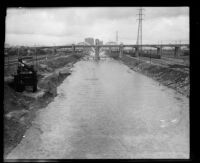 Los Angeles River following a flood, Los Angeles, 1933