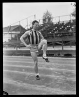 Charley Paddock warming up, Los Angeles, 1920s