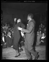 Negro Nite Life on Central Avenue..Series, clubgoers with couple dancing in Los Angeles, Calif., 1938