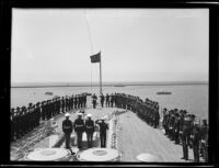 Beginning of Admiral Jehu V. Chase’s transfer of command ceremony, Los Angeles Harbor, 1931