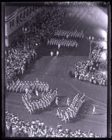 Three Navy drill teams in American Legion Parade, Long Beach, 1931