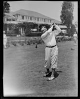 Amateur golfer Harry Wesbrook in front of the Los Angeles Country Club, 1926-1939