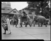 Elephants in Shriners' parade, Los Angeles, 1934