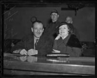 S. S. Hahn and Hazel Glab at Glab's final trial, Los Angeles, 1936