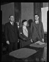 Accused murderers Libbie and Albert Olson with Leonard Wilson, Los Angeles, 1932