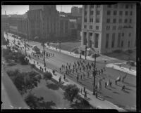 Salvation Army parade procedes outside the Times Building, Los Angeles, 1935