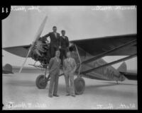 Endurance Record holding Hunter Brothers with monoplane, Los Angeles, 1930