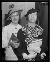 Mary Adele Donovan accompanies her mother Mary Grace Donovan to her divorce proceedings, Los Angeles, 1935