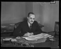 Willard H. Wright, literary editor of the Los Angeles Times, Los Angeles, 1930s