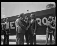 Australian aviator Sir Charles Kingsford-Smith with Governor C. C. Young at Western Air Express Terminal, Alhambra, 1930