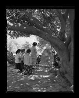 Residents of Ventura School for Girls stand around the shrine to Madonna they built, 1955