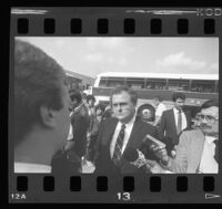 Harold Ezell after immigration raid, City of Industry, 1986