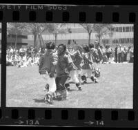 Dancers performing at the World Eskimo-Indian Olympics in Los Angeles, Calif., 1984