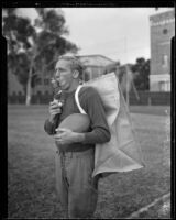 USC football player Irvine Warburton participates in an experiment, Los Angeles, 1933