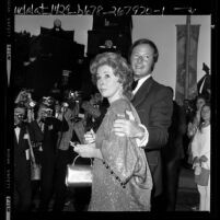 Actress Susan Hayward and Jay Bernstein arriving at Motion Picture and Television Relief Fund in Los Angeles, Calif., 1971