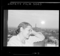 Writer Doris Lessing, portrait in profile, 1984