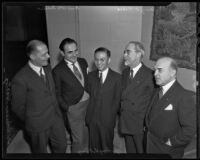 Foreign Consuls Adrian Hartog, Paul Otto Tobeler, Yi-seng S. Kiang, Henry C. Niese, and Duke N. Banks at the Jonathan Club, Los Angeles, 1935