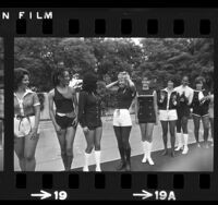 Los Angeles policewoman, Gaylean Dunn, reacting as she's named "Miss Fuzz of 1972" in Los Angeles, Calif