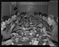 Prisoners at Central Jail eat Christmas dinner, Los Angeles, 1935