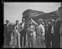 Speaker at Los Angeles Plaza demonstration, Los Angeles, 1936