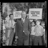 United States Supreme Court Justice William O. Douglas addressing Citizens Committee to Save Elysian Park, Los Angeles, 1965