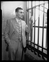 Accused murderer William James (Curly) Guy in prison, Long Beach, 1933