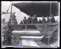 W. K. Kellogg and Governor Rolf celebrate Kellogg's donation of his Arabian horse ranch to UC Davis, Pomona, 1932