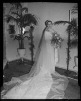 Stanford senior Margaret Joy on her wedding day, Bel Air, 1935