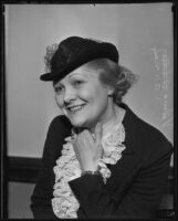 Vilma Aknay, Hungarian stage actress, during a trial against playwright Ernest Vajda Los Angeles, 1936