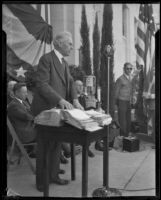 Charles Randall at speaking engagement, Los Angeles, 1928