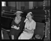 Marie Toretsky and Louise Powers questioned at liquor hearing, Los Angeles, 1935