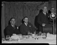 Rabbi Edgar F. Magnin, H. Carlton Newton, Martin H. Carmody, and John T. Donohue at Advertising Club luncheon, Los Angeles, 1933