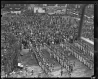 Marching band at City Hall dedication ceremony, Los Angeles, 1928