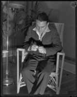 Charles Johnston sitting after confessing to the murder of Dorothy Smith, Monrovia, 1934